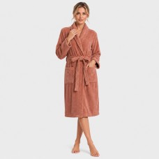 Bathrobe in 100% Cotton Dusty Rose